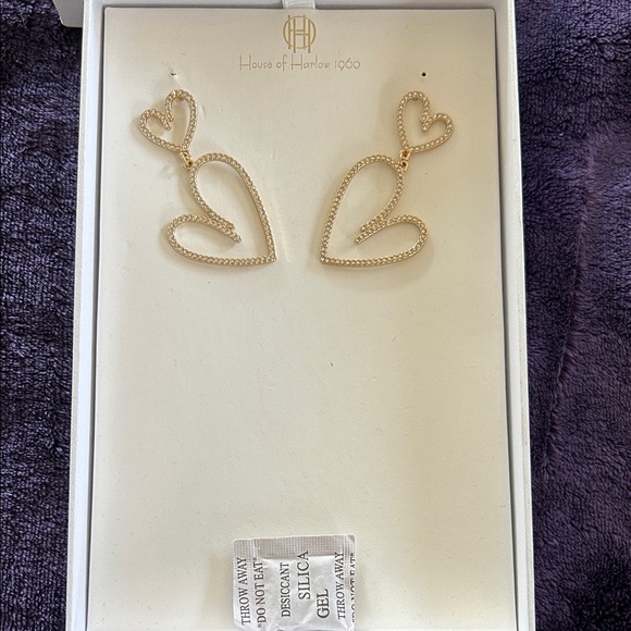 House of Harlow 1960 Jewelry - House of Harlow 1960 Gold Heart Drop Earrings